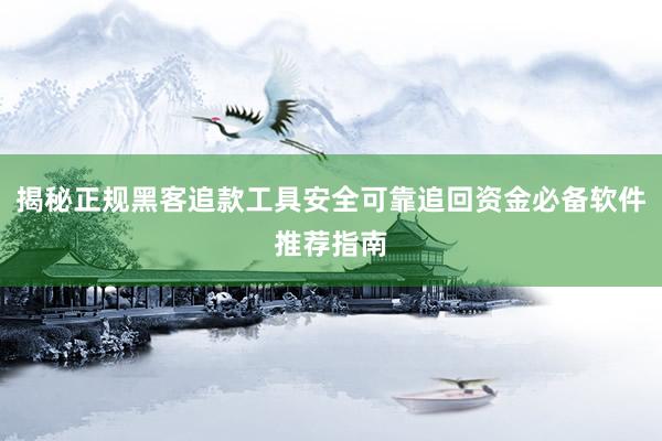 揭秘正规黑客追款工具安全可靠追回资金必备软件推荐指南