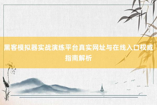 黑客模拟器实战演练平台真实网址与在线入口权威指南解析