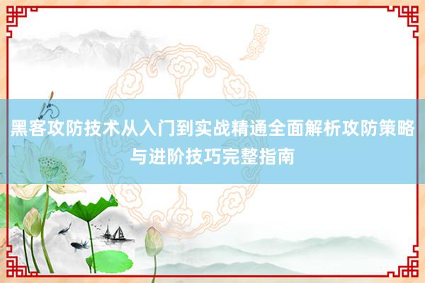 黑客攻防技术从入门到实战精通全面解析攻防策略与进阶技巧完整指南